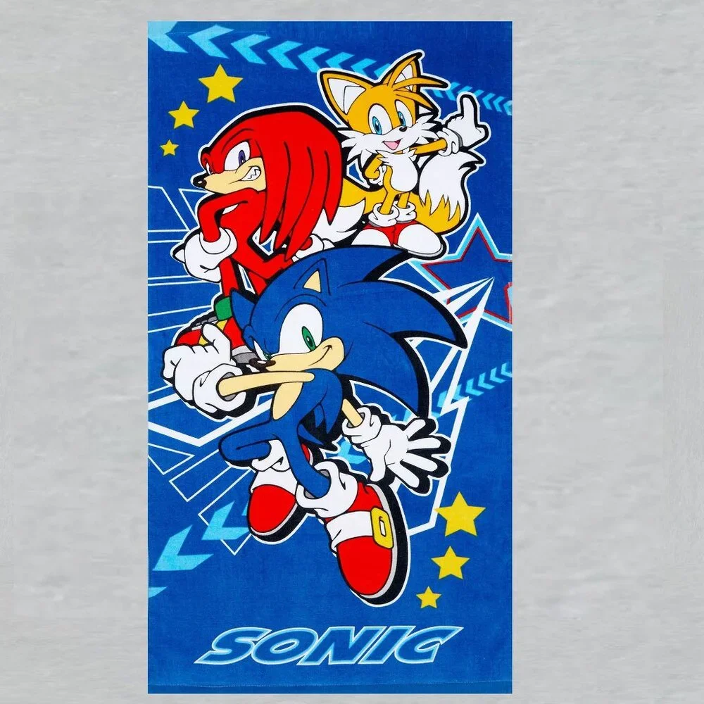 Sonic the Hedgehog Kids Beach Towel Measures 27 x 54 inches